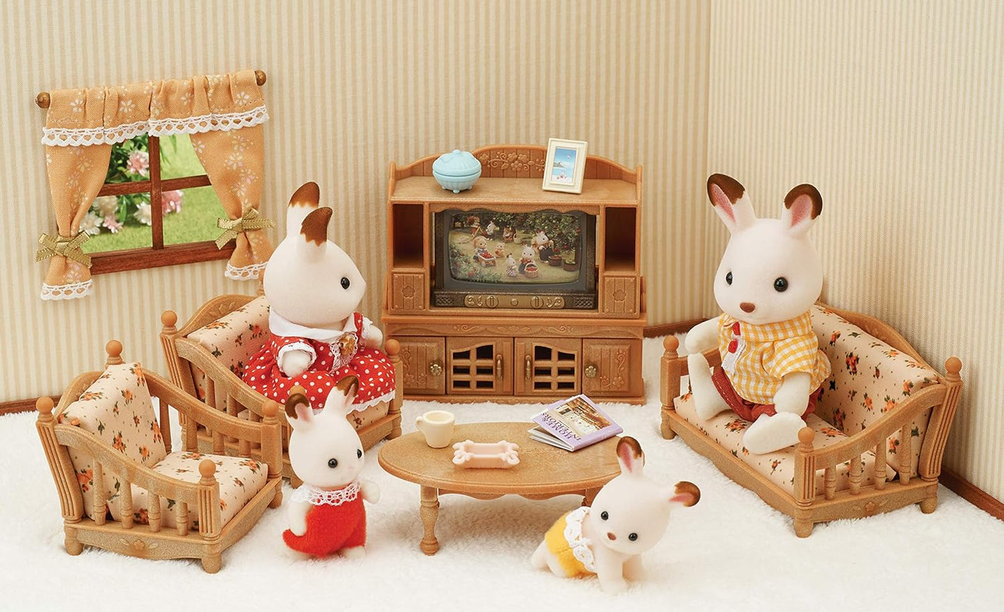 Sylvanian Families Conjunto de sala de estar confortável cama semi-casal