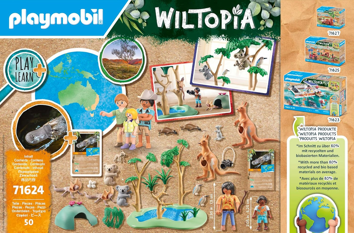 Playmobil 71624 Wiltopia: feito com mais de 80% de material reciclado e de base biológica, conjuntos detalhados adequados para crianças a partir de 4 anos