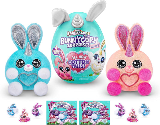 Rainbocorns Bunnycorn Surprise Series 2, 2 pacotes, 4 surpresas internas, bichinhos de pelúcia colecionáveis, (2 pacotes)