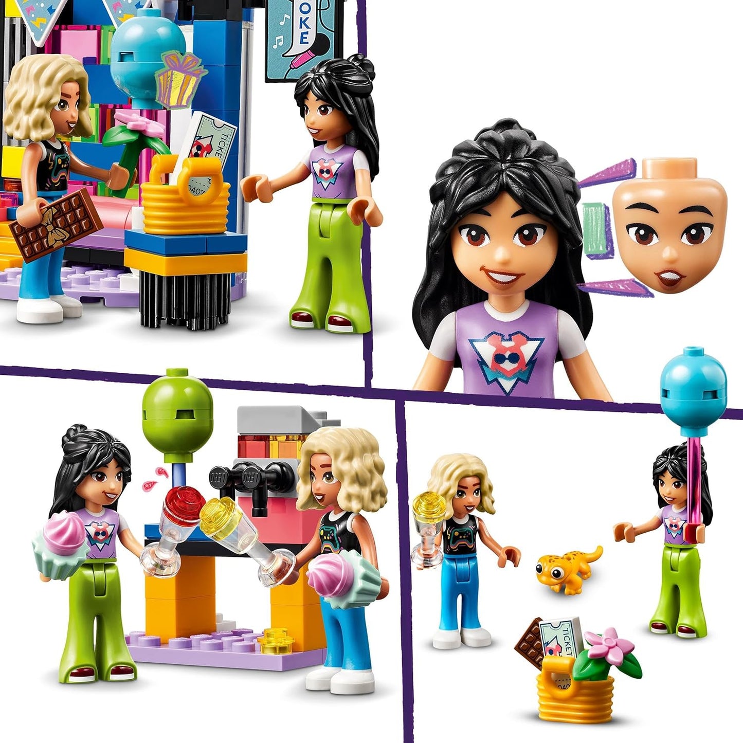 LEGO Conjunto de festa musical de karaokê Friends, brinquedo musical para meninas, meninos e crianças de 6 anos ou mais que amam cantar, finja brincar com personagens de miniboneca Nova e Liann, além de microfones, ideia de presente 42610