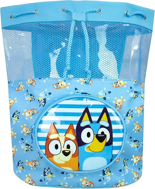 Bluey Bolsa de natação infantil praia piscina natação mochila com cordão para meninos ou meninas azul