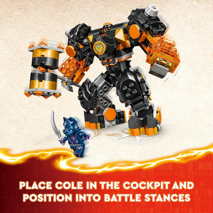 LEGO NINJAGO Cole's Elemental Earth Mech, brinquedo de boneco de ação, conjunto de construção Dragons Rising com personagem ninja Cole minifigura, presente para meninos, meninas e crianças de 7 anos ou mais 71806