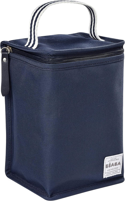 BÉABA - Bolsa Isolada para Refeições para Bebês - Grande Capacidade - Armazenamento de Garrafa Térmica - Bolsa para transporte de refeições completas - Dobrável - Material Macio Impermeável - Azul Marinho