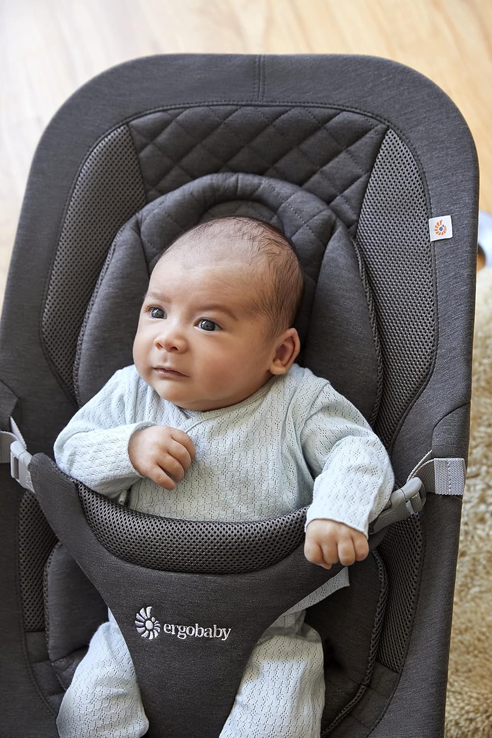 Ergobaby 3 em 1 Evolve Bouncer, espreguiçadeira ergonômica para bebês para recém-nascidos desde o nascimento até a criança, balanço para bebês com inserção para recém-nascidos (2,5 kg - 13,2 kg), cinza carvão