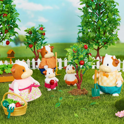 Li'l Woodzeez WZ6724Z Família de vacas FitzMoo para avós grandes - conjunto de 7 peças com estatuetas em miniatura - brinquedos e acessórios de animais para crianças a partir de 3 anos, multicoloridos