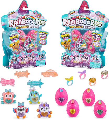 Rainbocorns 9243 Itzy Glitzy Surprise Series 2, ovos colecionáveis, pacote duplo de animal de estimação de pelúcia, para maiores de 3 anos, pacote de 2