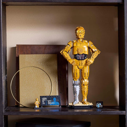 LEGO Conjunto de construção de figuras Droid Star Wars C-3PO, kit de modelo colecionável para adultos construirem com minifigura de personagem e expositor, ideia de presente nostálgico para homens, mulheres, ele, ela e fãs