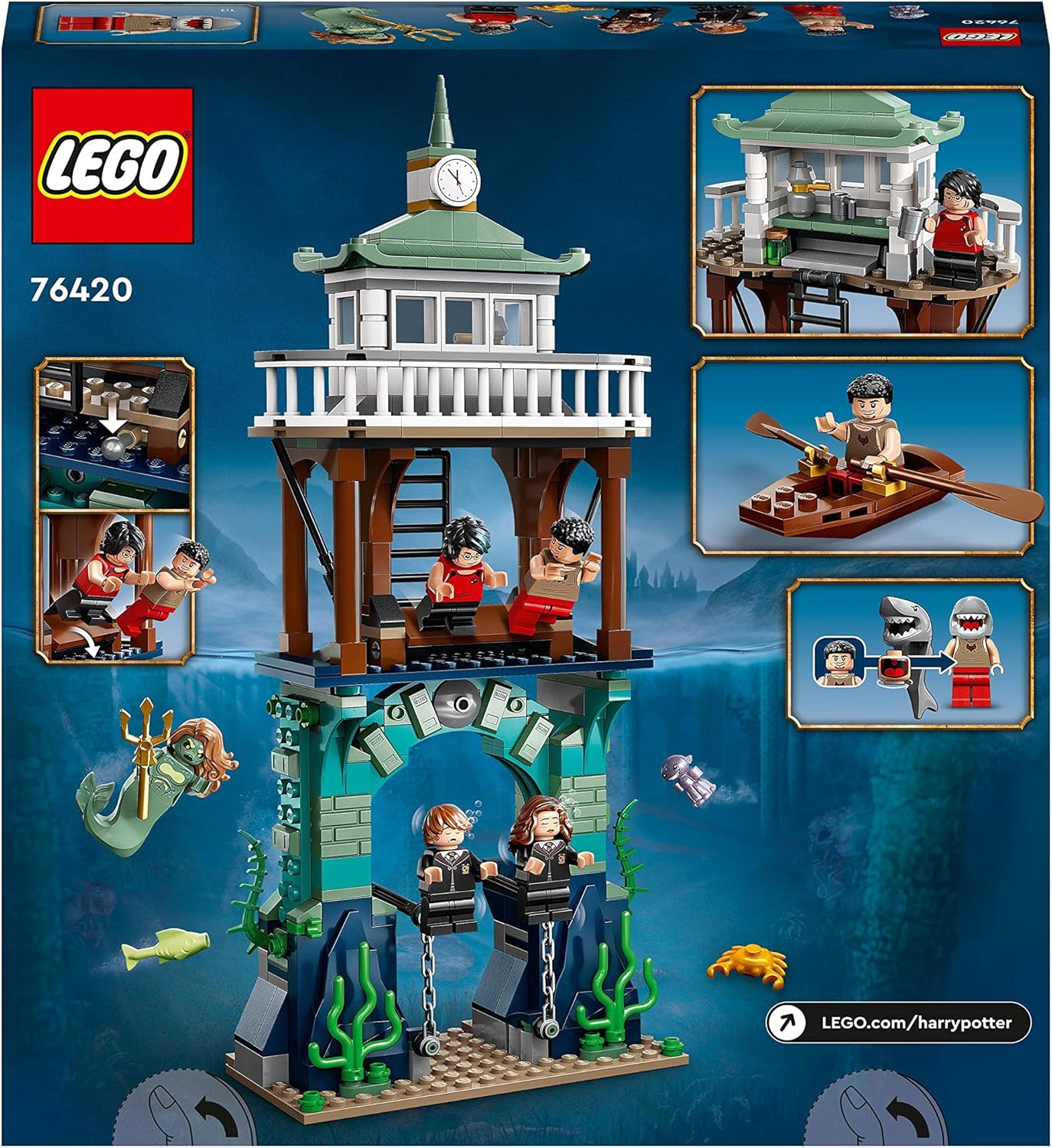 LEGO Torneio Tribruxo Harry Potter: O Lago Negro, Cálice de Fogo Conjunto de brinquedos de construção para crianças, meninos e meninas com modelo de barco e 5 minifiguras 76420