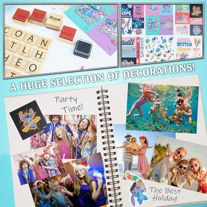 Disney Dot Kit de álbum de recortes para niños, Wito Scrapbook Craft Set, accesorios para álbumes de recortes, pegatinas, sellos, bolígrafos de gel, purpurina, set de arte para niñas, regalos de puntos para niñas, color morado