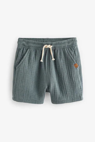 |Boy| Shorts De Algodão Com Textura Macia - Azul (3 meses - 7 anos)