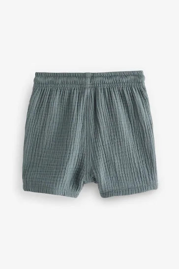 |Boy| Shorts De Algodão Com Textura Macia - Azul (3 meses - 7 anos)