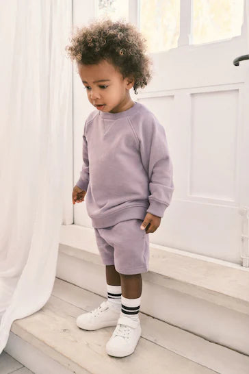 |Boy| Conjunto De Moletom e Shorts Oversized - Lilac Purple (3 meses a 7 anos)