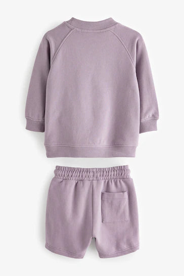 |Boy| Conjunto De Moletom e Shorts Oversized - Lilac Purple (3 meses a 7 anos)