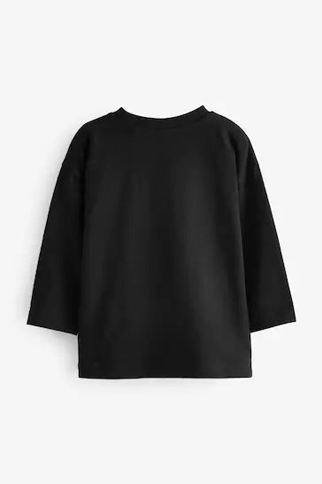 |Niño| Camiseta Manga Larga Semi Lisa 100% Algodón - Eslogan Negro (3 meses a 7 años)