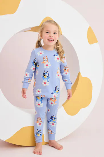 |Girl| Pacote De 2 Pijamas Com Licença Bluey Azul/Vermelho (9 meses a 8 anos)