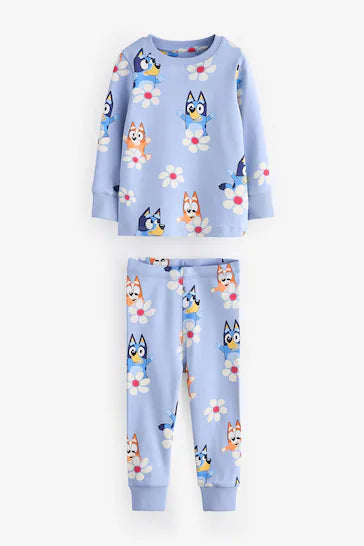 |Girl| Pacote De 2 Pijamas Com Licença Bluey Azul/Vermelho (9 meses a 8 anos)