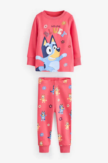 |Girl| Pacote De 2 Pijamas Com Licença Bluey Azul/Vermelho (9 meses a 8 anos)