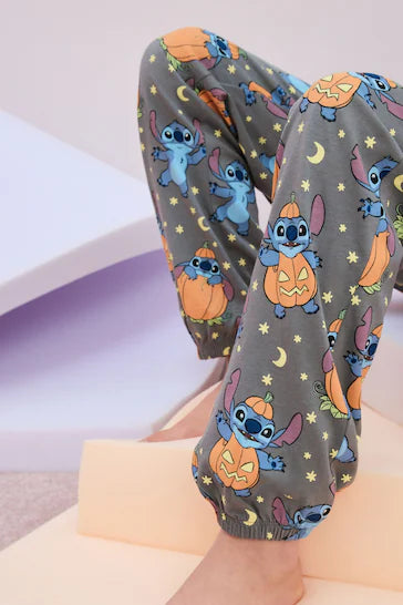 |BigGirl| Pijama Lilo & Stitch Cinza Carvão 100% Algodão Com Licença De Halloween (3 a 16 anos)