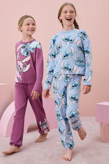 |NiñaGrande| Pack de 2 pijamas con licencia Lilo &amp; Stitch azul/morado (de 3 a 16 años)