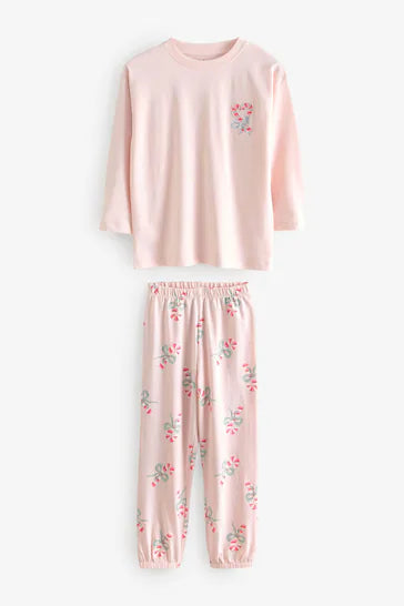 |BigGirl| Pijama Rosa/Creme 100% Algodão Doce (3 a 16 anos)