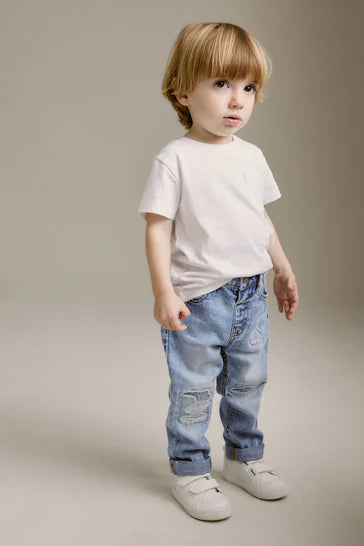 |Boy| Jeans Desgastados - Light Blue Denim (3 meses a 7 anos)