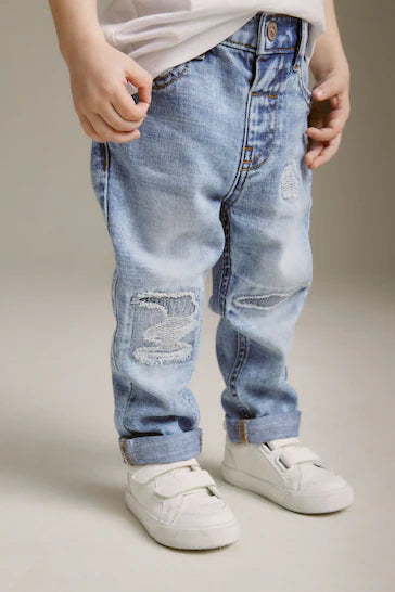 |Boy| Jeans Desgastados - Light Blue Denim (3 meses a 7 anos)