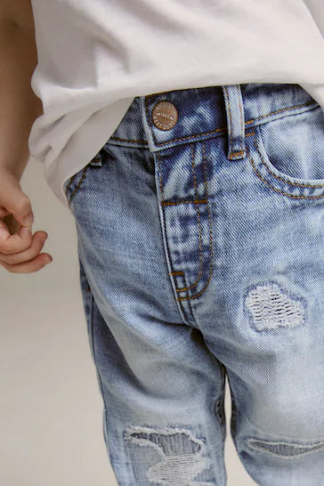 |Boy| Jeans Desgastados - Light Blue Denim (3 meses a 7 anos)