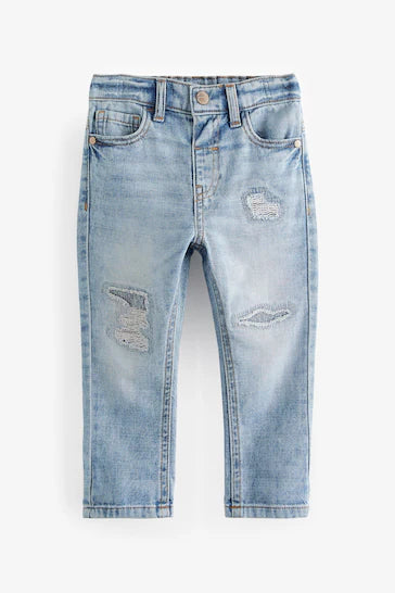 |Boy| Jeans Desgastados - Light Blue Denim (3 meses a 7 anos)