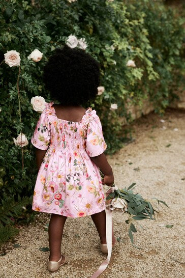 |Niña| Vestido de algodón estampado - Rosa Floral (3 meses a 8 años)