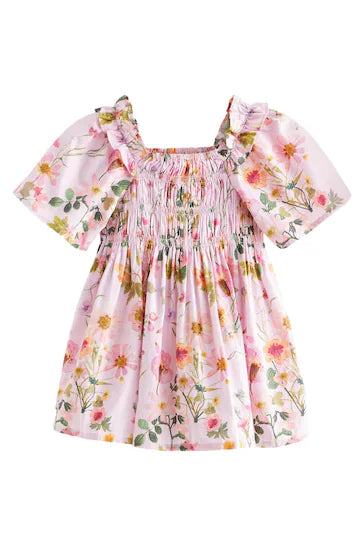 |Niña| Vestido de algodón estampado - Rosa Floral (3 meses a 8 años)