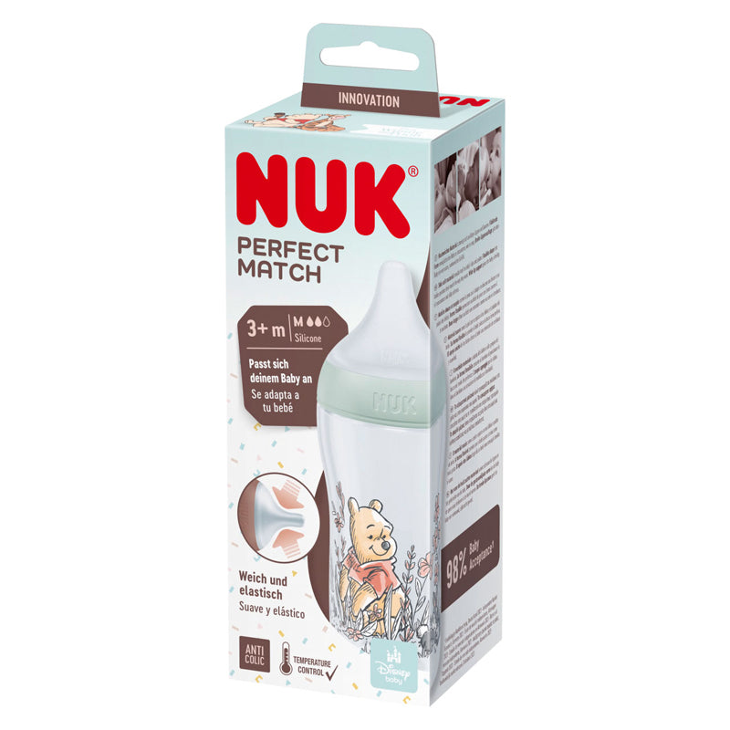 NUK Perfect Match Controle de Temperatura Mamadeira 260ml Ursinho Pooh