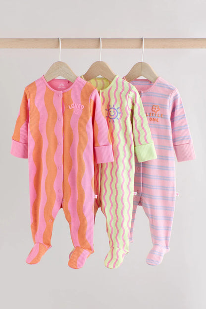 |BabyGirl| Multi Popper Baby 100% Algodão Pijamas Pacote Com 3 (0 meses a 2 anos)