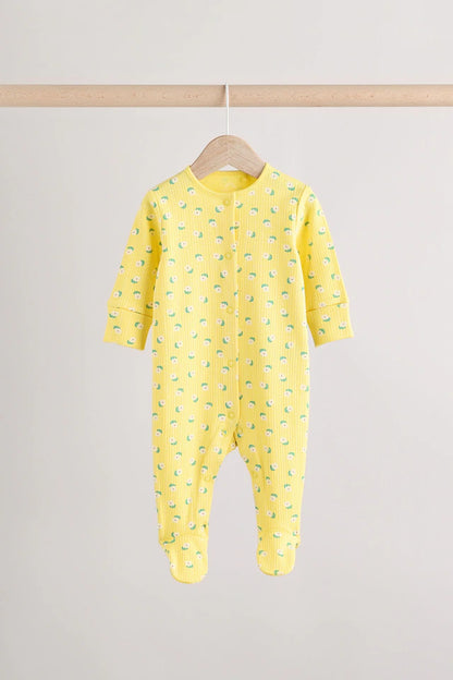 |BabyGirl| Macacão De Dormir 100% Algodão Floral Verde Para Bebês, Pacote Com 4 Unidades (0 a 2 anos)