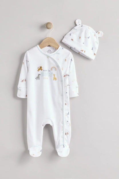 |BabyGirl| Conjunto De Pijama e Gorro 100% Algodão Para Bebê Branco Nascido Em 2025 (0-9 meses)