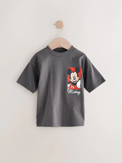 |Boy| Camiseta Mickey Mouse Manga Curta Cinza Carvão 100% Algodão (3 meses a 8 anos)