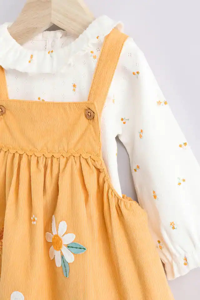 |BabyGirl| Conjunto De Body e Meia-Calça Manga Longa Para Bebê Personagem Ocre (0 meses a 2 anos)