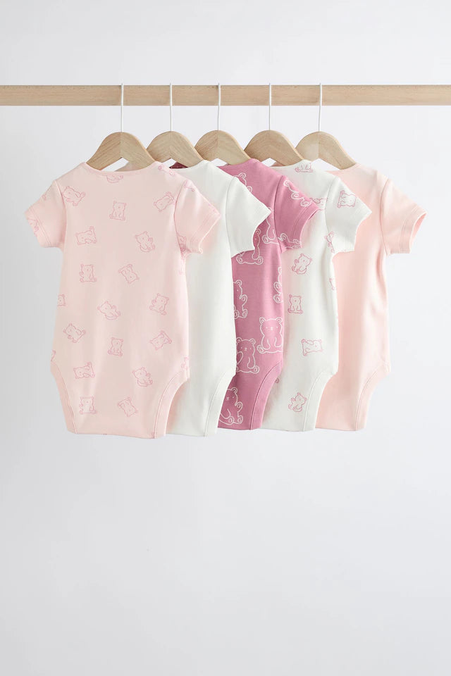 |BabyGirl| Pacote De 5 Macacões Rosa Para Bebê