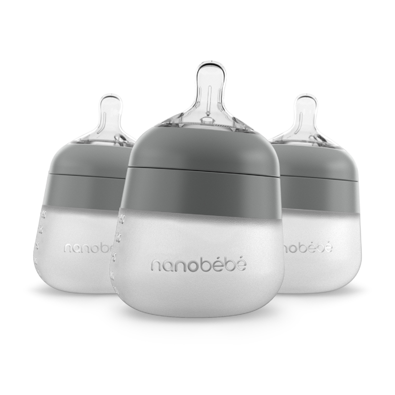 Nanobebe Flexy Silicone Garrafas Cinza 150ml 3 unidades