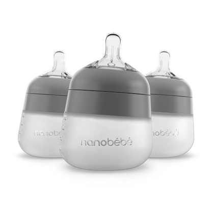 Nanobebe Flexy Silicone Garrafas Cinza 150ml 3 unidades