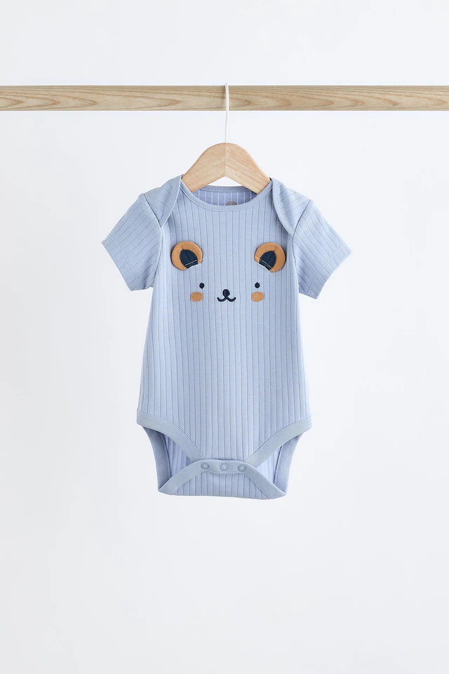 |BabyBoy| Conjunto De 3 Macacões Em Costela Bebê Navy Bear 100% Algodão