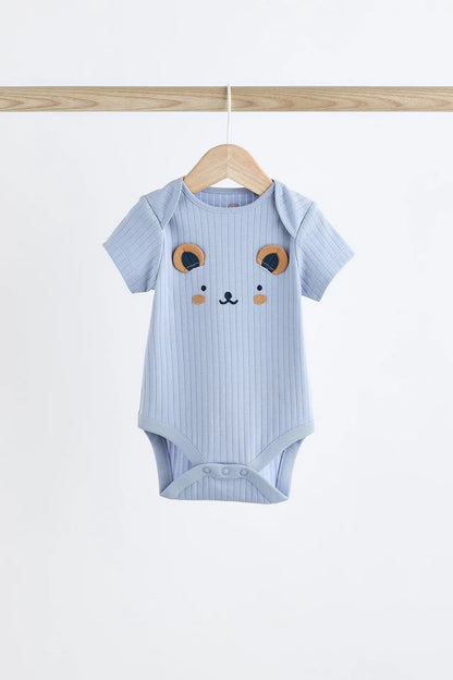 |BabyBoy| Conjunto De 3 Macacões Em Costela Bebê Navy Bear 100% Algodão