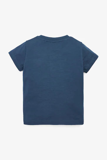 |Niño| Pack de 5 Camisetas Manga Corta-Azul (3 meses a 7 años)