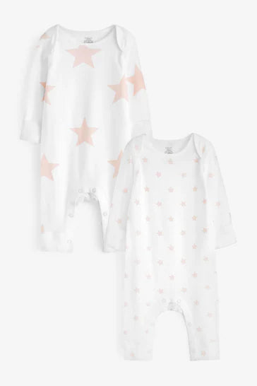 |BabyGirl| Pacote Com 2 Conjuntos Pink Star Kind To Skin Baby Pijamas (0-2 anos)