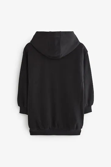 |Girl| Moletom Com Zíper Long Line Hoodie - Black (3 a 16 anos)