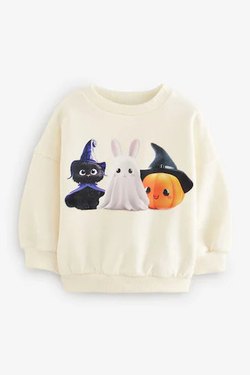 |Niña| Sudadera Halloween Crew - Crema (3 meses a 7 años)