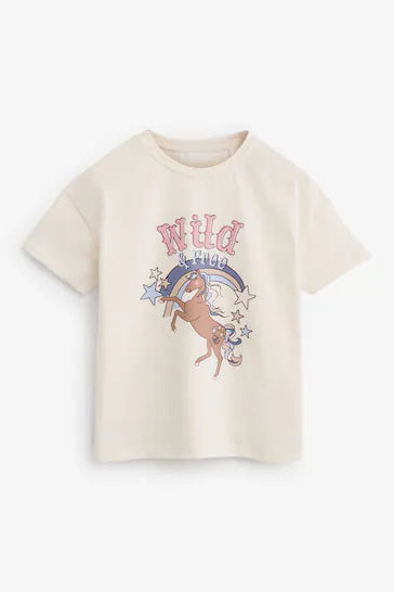 |Niña| Camiseta Manga Corta - Neutral Horse Rodeo (3 meses a 7 años)