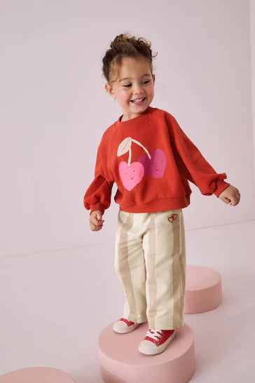 |Girl| Conjunto De Moletom Estampado e Perna Larga - Vermelho (3 meses a 7 anos)