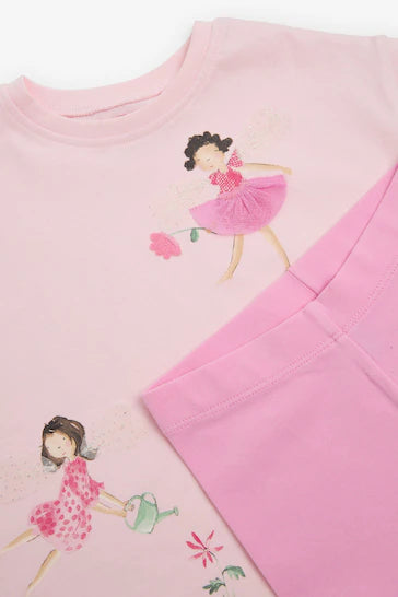 |Niña| Conjunto de camiseta de manga corta y pantalón corto - Rosa (3 meses a 7 años)