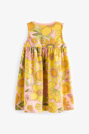 |Niña| Vestido de punto de manga corta - Amarillo (3 meses a 7 años)