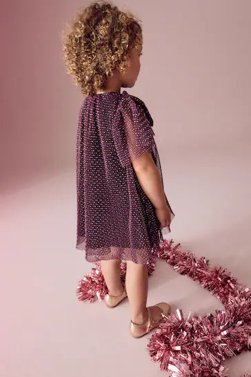 |Girl| Vestido De Malha Brilhante - Roxo Ameixa (3 meses a 7 anos)